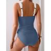 imageB2prity Tankini Swimsuits for Women Tummy Control Two Piece Bathing Suit High Waisted Wrap Swim Suit with Bottom SwimwearGrey Blue  White