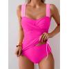 imageB2prity Tankini Swimsuits for Women Tummy Control Two Piece Bathing Suit High Waisted Wrap Swim Suit with Bottom SwimwearHot Pink  Light Pink