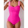 imageB2prity Tankini Swimsuits for Women Tummy Control Two Piece Bathing Suit High Waisted Wrap Swim Suit with Bottom SwimwearHot Pink  Light Pink