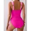 imageB2prity Tankini Swimsuits for Women Tummy Control Two Piece Bathing Suit High Waisted Wrap Swim Suit with Bottom SwimwearHot Pink  Light Pink