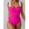 imageB2prity Tankini Swimsuits for Women Tummy Control Two Piece Bathing Suit High Waisted Wrap Swim Suit with Bottom SwimwearHot Pink  White