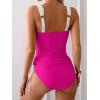 imageB2prity Tankini Swimsuits for Women Tummy Control Two Piece Bathing Suit High Waisted Wrap Swim Suit with Bottom SwimwearHot Pink  White