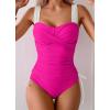 imageB2prity Tankini Swimsuits for Women Tummy Control Two Piece Bathing Suit High Waisted Wrap Swim Suit with Bottom SwimwearHot Pink  White