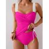 imageB2prity Tankini Swimsuits for Women Tummy Control Two Piece Bathing Suit High Waisted Wrap Swim Suit with Bottom SwimwearHot Pink  White
