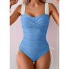 imageB2prity Tankini Swimsuits for Women Tummy Control Two Piece Bathing Suit High Waisted Wrap Swim Suit with Bottom SwimwearLight Blue  White