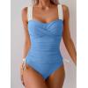 imageB2prity Tankini Swimsuits for Women Tummy Control Two Piece Bathing Suit High Waisted Wrap Swim Suit with Bottom SwimwearLight Blue  White