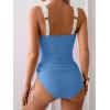 imageB2prity Tankini Swimsuits for Women Tummy Control Two Piece Bathing Suit High Waisted Wrap Swim Suit with Bottom SwimwearLight Blue  White