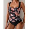 imageB2prity Tankini Swimsuits for Women Tummy Control Two Piece Bathing Suit High Waisted Wrap Swim Suit with Bottom SwimwearLight Pink Floral  Black