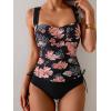 imageB2prity Tankini Swimsuits for Women Tummy Control Two Piece Bathing Suit High Waisted Wrap Swim Suit with Bottom SwimwearLight Pink Floral  Black