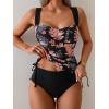 imageB2prity Tankini Swimsuits for Women Tummy Control Two Piece Bathing Suit High Waisted Wrap Swim Suit with Bottom SwimwearLight Pink Floral  Black