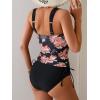 imageB2prity Tankini Swimsuits for Women Tummy Control Two Piece Bathing Suit High Waisted Wrap Swim Suit with Bottom SwimwearLight Pink Floral  Black