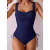 imageB2prity Tankini Swimsuits for Women Tummy Control Two Piece Bathing Suit High Waisted Wrap Swim Suit with Bottom SwimwearNavy Blue