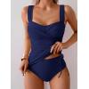 imageB2prity Tankini Swimsuits for Women Tummy Control Two Piece Bathing Suit High Waisted Wrap Swim Suit with Bottom SwimwearNavy Blue