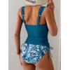 imageB2prity Tankini Swimsuits for Women Tummy Control Two Piece Bathing Suit High Waisted Wrap Swim Suit with Bottom SwimwearPeacock Blue  Leaf Print