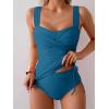 imageB2prity Tankini Swimsuits for Women Tummy Control Two Piece Bathing Suit High Waisted Wrap Swim Suit with Bottom SwimwearPeacock Blue