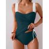 imageB2prity Tankini Swimsuits for Women Tummy Control Two Piece Bathing Suit High Waisted Wrap Swim Suit with Bottom SwimwearPeacock Green  White