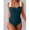 imageB2prity Tankini Swimsuits for Women Tummy Control Two Piece Bathing Suit High Waisted Wrap Swim Suit with Bottom SwimwearPeacock Green  White