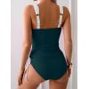 imageB2prity Tankini Swimsuits for Women Tummy Control Two Piece Bathing Suit High Waisted Wrap Swim Suit with Bottom SwimwearPeacock Green  White