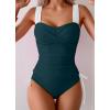 imageB2prity Tankini Swimsuits for Women Tummy Control Two Piece Bathing Suit High Waisted Wrap Swim Suit with Bottom SwimwearPeacock Green  White