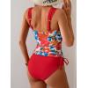 imageB2prity Tankini Swimsuits for Women Tummy Control Two Piece Bathing Suit High Waisted Wrap Swim Suit with Bottom SwimwearRed Floral Print  Red