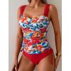 imageB2prity Tankini Swimsuits for Women Tummy Control Two Piece Bathing Suit High Waisted Wrap Swim Suit with Bottom SwimwearRed Floral Print  Red
