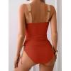 imageB2prity Tankini Swimsuits for Women Tummy Control Two Piece Bathing Suit High Waisted Wrap Swim Suit with Bottom SwimwearReddish Brown  Apricot