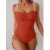 imageB2prity Tankini Swimsuits for Women Tummy Control Two Piece Bathing Suit High Waisted Wrap Swim Suit with Bottom SwimwearReddish Brown  Apricot