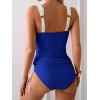imageB2prity Tankini Swimsuits for Women Tummy Control Two Piece Bathing Suit High Waisted Wrap Swim Suit with Bottom SwimwearRoyal Blue  White