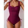 imageB2prity Tankini Swimsuits for Women Tummy Control Two Piece Bathing Suit High Waisted Wrap Swim Suit with Bottom SwimwearWine Red