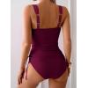 imageB2prity Tankini Swimsuits for Women Tummy Control Two Piece Bathing Suit High Waisted Wrap Swim Suit with Bottom SwimwearWine Red