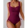 imageB2prity Tankini Swimsuits for Women Tummy Control Two Piece Bathing Suit High Waisted Wrap Swim Suit with Bottom SwimwearWine Red