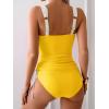 imageB2prity Tankini Swimsuits for Women Tummy Control Two Piece Bathing Suit High Waisted Wrap Swim Suit with Bottom SwimwearYellow  White