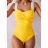 imageB2prity Tankini Swimsuits for Women Tummy Control Two Piece Bathing Suit High Waisted Wrap Swim Suit with Bottom SwimwearYellow  White