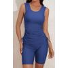 imageB2prity Tankini Swimsuits for Women Tummy Control Two Piece Bathing Suit Tank Top with Shorts Side Tie SwimwearDark Blue