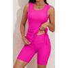 imageB2prity Tankini Swimsuits for Women Tummy Control Two Piece Bathing Suit Tank Top with Shorts Side Tie SwimwearHot Pink