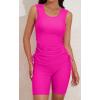 imageB2prity Tankini Swimsuits for Women Tummy Control Two Piece Bathing Suit Tank Top with Shorts Side Tie SwimwearHot Pink