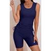 imageB2prity Tankini Swimsuits for Women Tummy Control Two Piece Bathing Suit Tank Top with Shorts Side Tie SwimwearNavy Blue