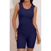 imageB2prity Tankini Swimsuits for Women Tummy Control Two Piece Bathing Suit Tank Top with Shorts Side Tie SwimwearNavy Blue
