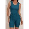 imageB2prity Tankini Swimsuits for Women Tummy Control Two Piece Bathing Suit Tank Top with Shorts Side Tie SwimwearPeacock Blue