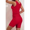 imageB2prity Tankini Swimsuits for Women Tummy Control Two Piece Bathing Suit Tank Top with Shorts Side Tie SwimwearRed
