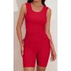 imageB2prity Tankini Swimsuits for Women Tummy Control Two Piece Bathing Suit Tank Top with Shorts Side Tie SwimwearRed