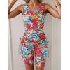 imageB2prity Tankini Swimsuits for Women Tummy Control Two Piece Bathing Suit Tank Top with Shorts Side Tie SwimwearRed Floral Print