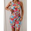 imageB2prity Tankini Swimsuits for Women Tummy Control Two Piece Bathing Suit Tank Top with Shorts Side Tie SwimwearRed Floral Print