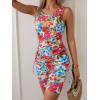 imageB2prity Tankini Swimsuits for Women Tummy Control Two Piece Bathing Suit Tank Top with Shorts Side Tie SwimwearRed Floral Print