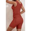 imageB2prity Tankini Swimsuits for Women Tummy Control Two Piece Bathing Suit Tank Top with Shorts Side Tie SwimwearReddish Brown