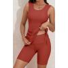 imageB2prity Tankini Swimsuits for Women Tummy Control Two Piece Bathing Suit Tank Top with Shorts Side Tie SwimwearReddish Brown