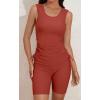 imageB2prity Tankini Swimsuits for Women Tummy Control Two Piece Bathing Suit Tank Top with Shorts Side Tie SwimwearReddish Brown