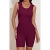 imageB2prity Tankini Swimsuits for Women Tummy Control Two Piece Bathing Suit Tank Top with Shorts Side Tie SwimwearWine Red