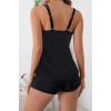 imageB2prity Tankini Bathing Suits for Women Tummy Control Two Piece Swimsuits Blouson Floral Print Swim Tank Top with Boy ShortsBlack