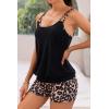 imageB2prity Tankini Bathing Suits for Women Tummy Control Two Piece Swimsuits Blouson Floral Print Swim Tank Top with Boy ShortsBlack Leopard